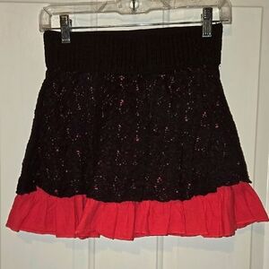 Joe Benbasset, Mini Skirt, Eyelet Lace, Pink, Brown, Ruffled, Elastic Waist